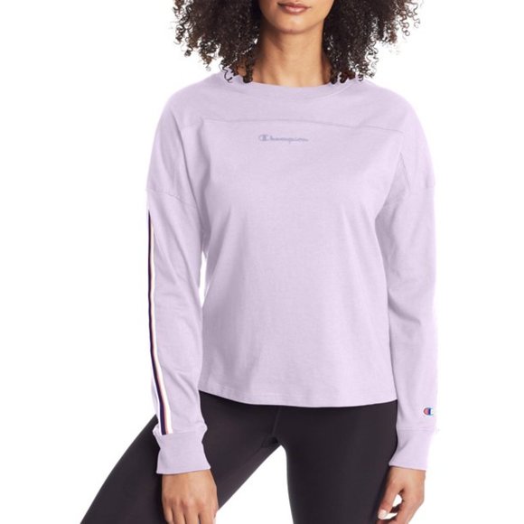 Champion Athleisure Water Iris Lilac Purple Long Sleeve Campus Tee - XS - Picture 1 of 9